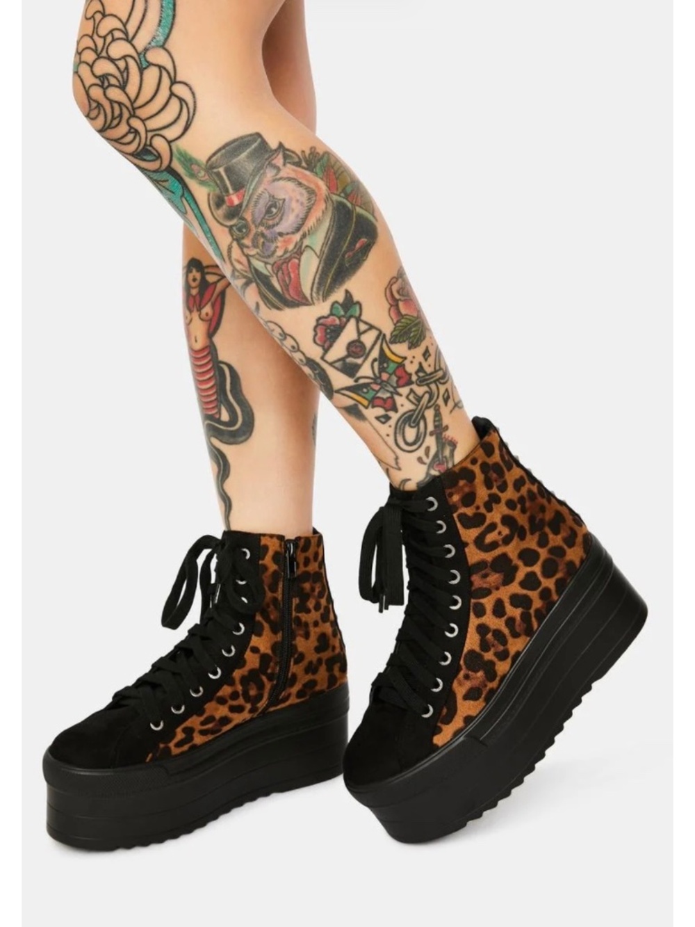 Leopard Print Platform Sneakers – Chunky Black Sole - Picture 2 of 3